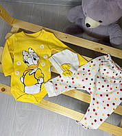 Яскравий жовтий комплект  дляя новонародженої дівчинки, 6-18 міс