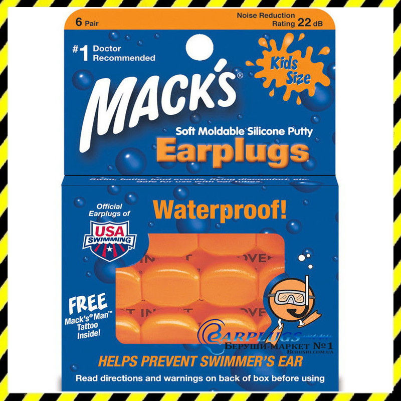 Дитячі беруші Mack's Pillow Soft Orange (6 пар!). США.
