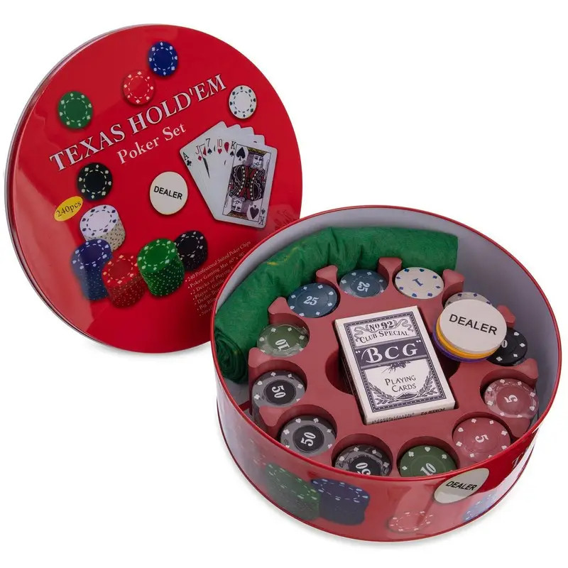 Набір для покера PO25544-4 на 240 фішок з номіналом, у коробці, фото 1