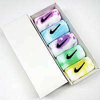 Набор в коробке 5 пар высокие женские Носки Nike/найк - Tie-Dye цветные Подарочный
