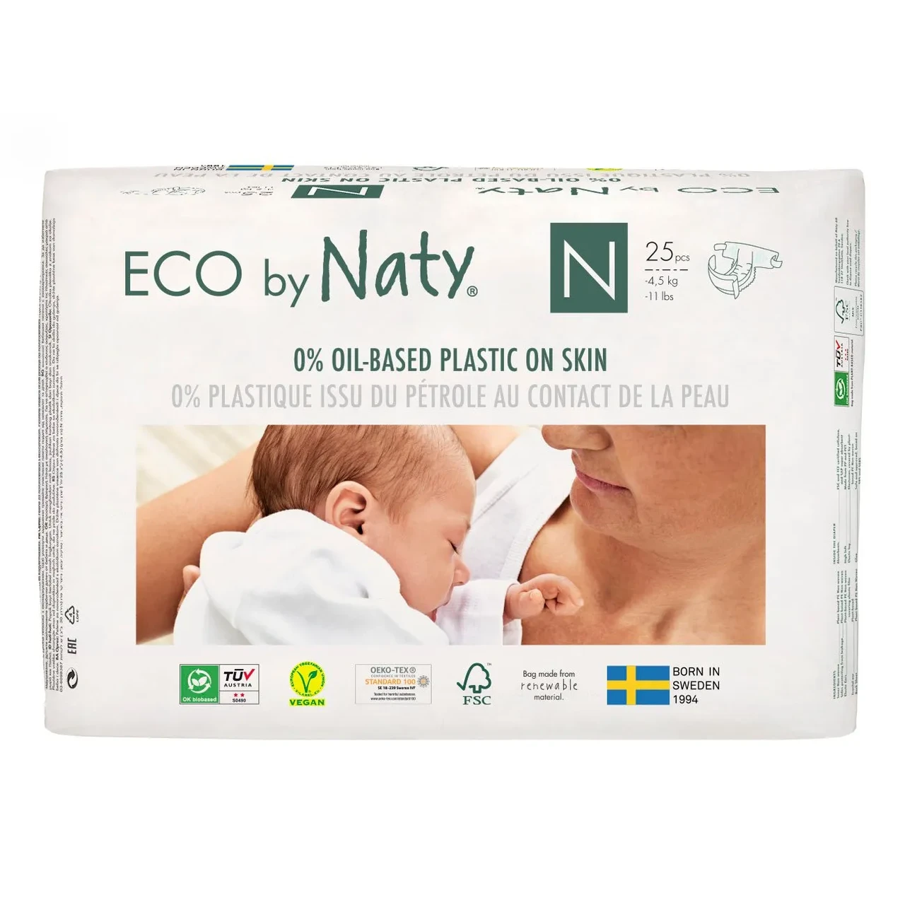 Одноразові дитячі підгузки ECO BY NATY розмір New born (до 4,5 кг.), фото 1