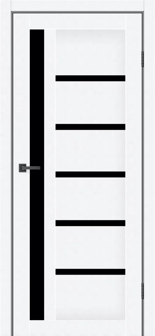 Двері міжкімнатні MSDoors Orlean Арктик (з чорним склом), фото 1