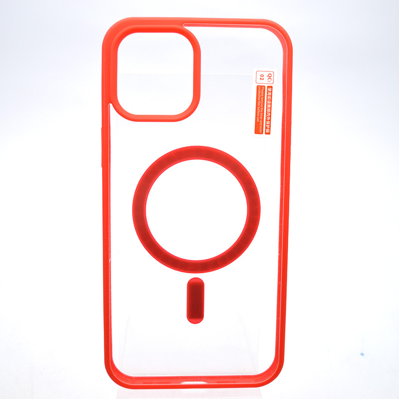 Чехол накладка с MagSafe Clear Case Magnetic для Apple iPhone 12 Pro Max Red, фото 1