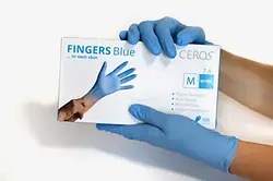 Рукавички нітрилові CEROS Fingers Blue S 100 шт
