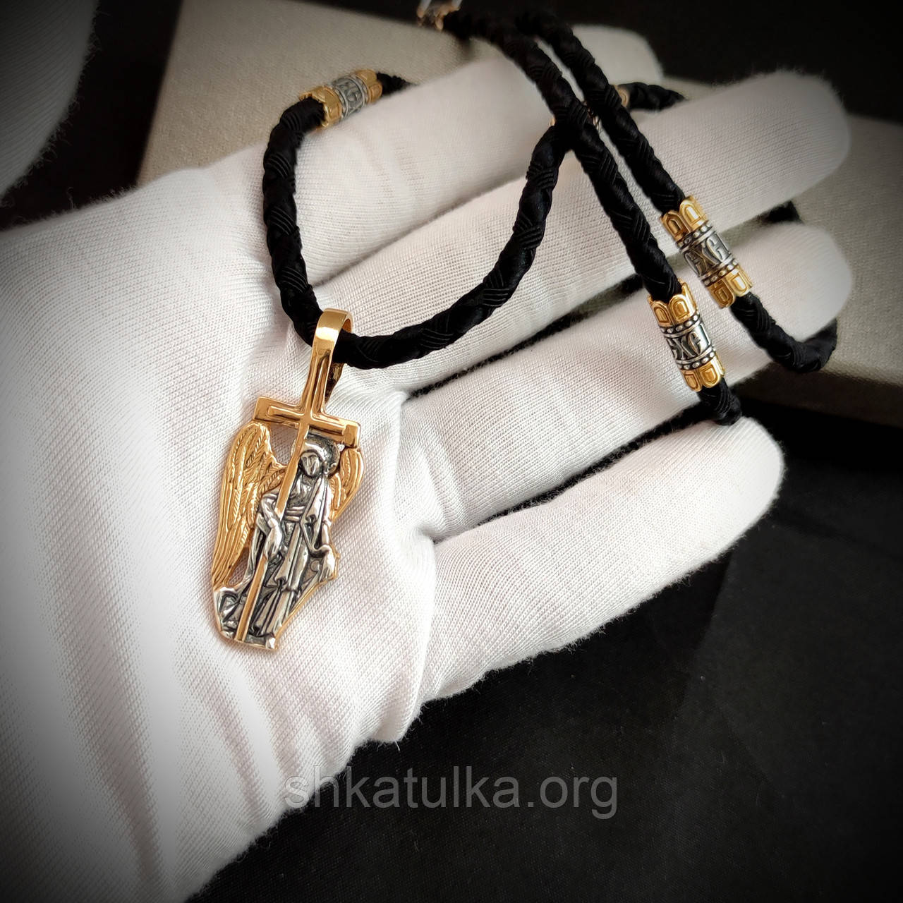 Срібний хрест 925 проби з позолотою та чорнінням Кр0165п