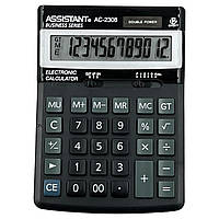 Калькулятор ASSISTANT AC-2308 двойное питание (17x12,3x3,3см) черный (оригинал)