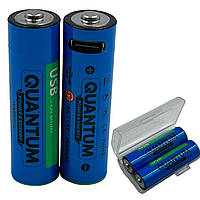 Аккумулятор литий-ионный Quantum AA 1600mAh, 1.5V (ЗУ USB-Type-C) 2 шт.