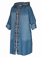 Платье-рубашка джинсовое хлопковое с капюшоном Турция LedTeks Голубой