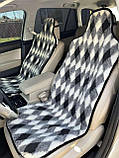 Накидка на сидіння з овечої вовни 2 шт, накидка з овчини на сидіння в автомобіль плюс накидка на заднє сидіння, фото 2