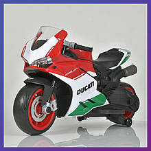 Дитячий електромотоцикл двоколісний на акумуляторі Ducati M 5009E-1-3 для дітей 3-8 років червоно-білий