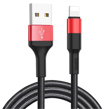Кабель Hoco X26 Xpress Charging USB — Lightning 2.0 A 1 м Чорний з червоним (KG-7924)