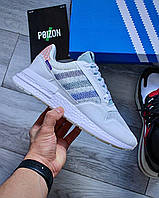 Кроссовки мужские Adidas ZX 500 White/белые кроссы Адидас сетка+замша/яркие мужские кеды Adidas на весну-лето