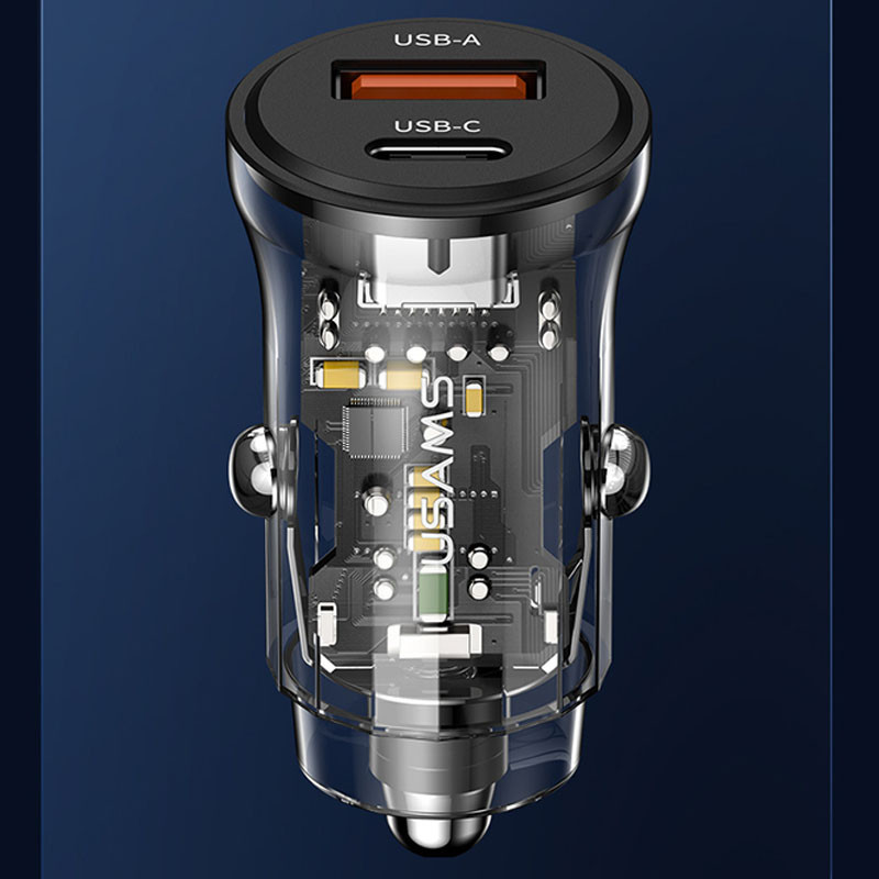 Автомобильное зарядное устройство для Usams US-CC164 C32 30 W 2 Ports A+C - фото 4 - id-p1836372763