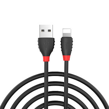 Кабель Hoco X27 USB — Lightning 2.4 A 1.2 м Надміцний Чорний з червоним (KG-7925)