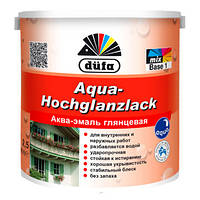 Краска акриловая для дерева (аква-эмаль) Dufa Aqua-Hochglanzlack 0,75 л, Белая, Глянцевая