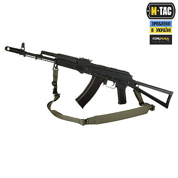 Універсальний Ремінь одно/двоточковий збройовий M-Tac стропа зелений для рушниці, автомата
