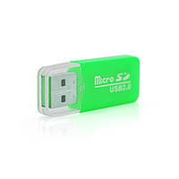 Кардрідер універсальний MERLION CRD-1GR TF / Micro SD, USB2.0, Green, OEM Q1500