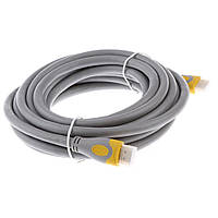 Кабель Merlion HDMI-HDMI V-Link High Speed 1,5m, v2,0, OD-8.2mm, круглий Grey, коннектор Grey / Yellow,