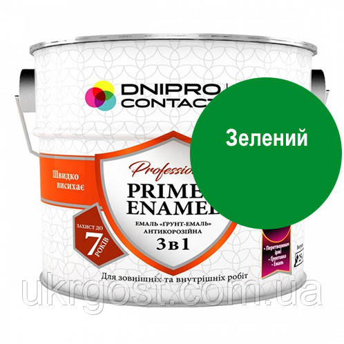 Грунт-эмаль антикорозійний Зелений 3 в 1 Dnipro-Contact 2.8 кг