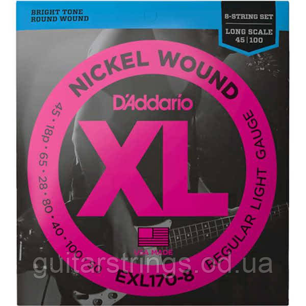 Струны D'Addario EXL170-8 8-String Regular Light 45-100