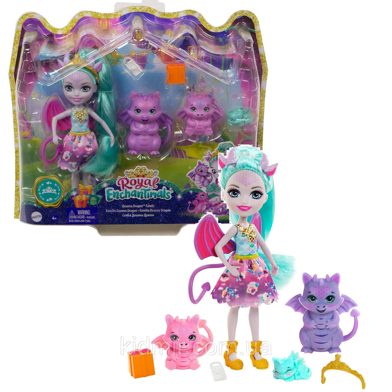 Enchantimals GYJ09 Набір Сім'я Драконів і лялька Діна Дракон, фото 1