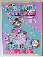 Картон цветной в наборе KIDIS, В5,*цветов, + папір А5, Двосторонній, Kitty_Cat (13274)