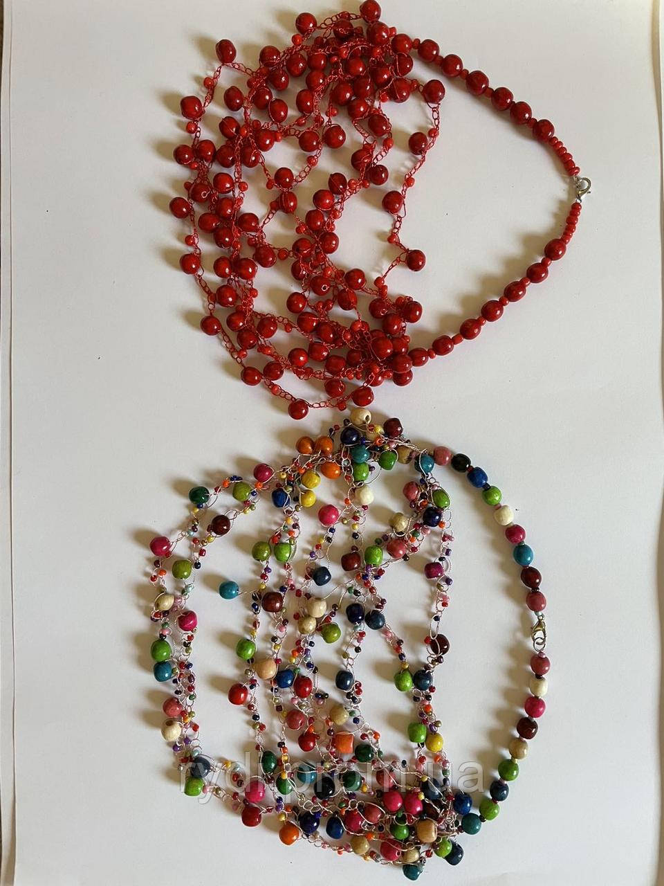 Ожерелье деревянное ручной работы Руди разноцветное 25 см - фото 1 - id-p1110769450