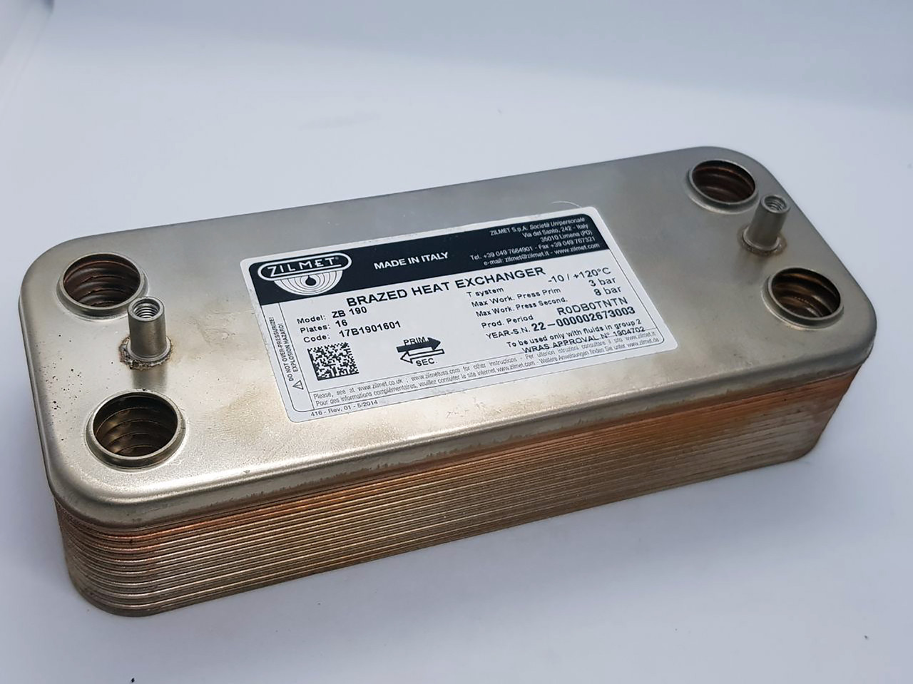 Теплообмінник Zilmet 16 пластин для газового котла Beretta CITY, Super Exclusive CAI/CSI, Mynute 28 kW