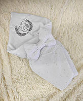 Летний конверт из муслина с глитером для новорожденных, белый с вышивкой