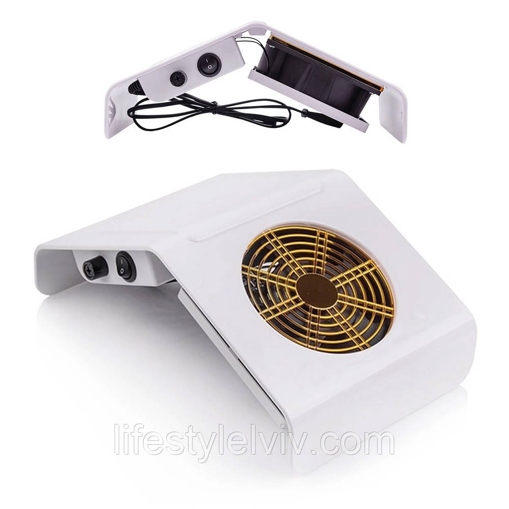 Витяжка для манікюру SIMEI 858-2A, 40 Вт, Біла / Настільна манікюрна витяжка, фото 1