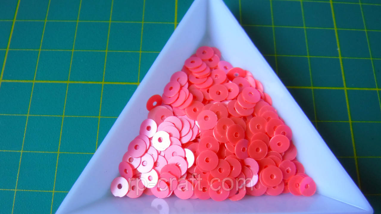 63. Упаковка паєток. Круглі, неоново-рожеві, 5 мм, фото 1