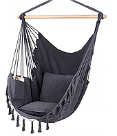 Кресло гамак садовый подвесной FUNFIT Premium Curved Style Чёрный сидячий Бразильский с подушками 150 кг