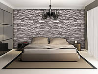 Флизелиновые 3Д фотообои для спальни 416x254 см Серая стена под декоративный камень (1932VEXXXL)+клей