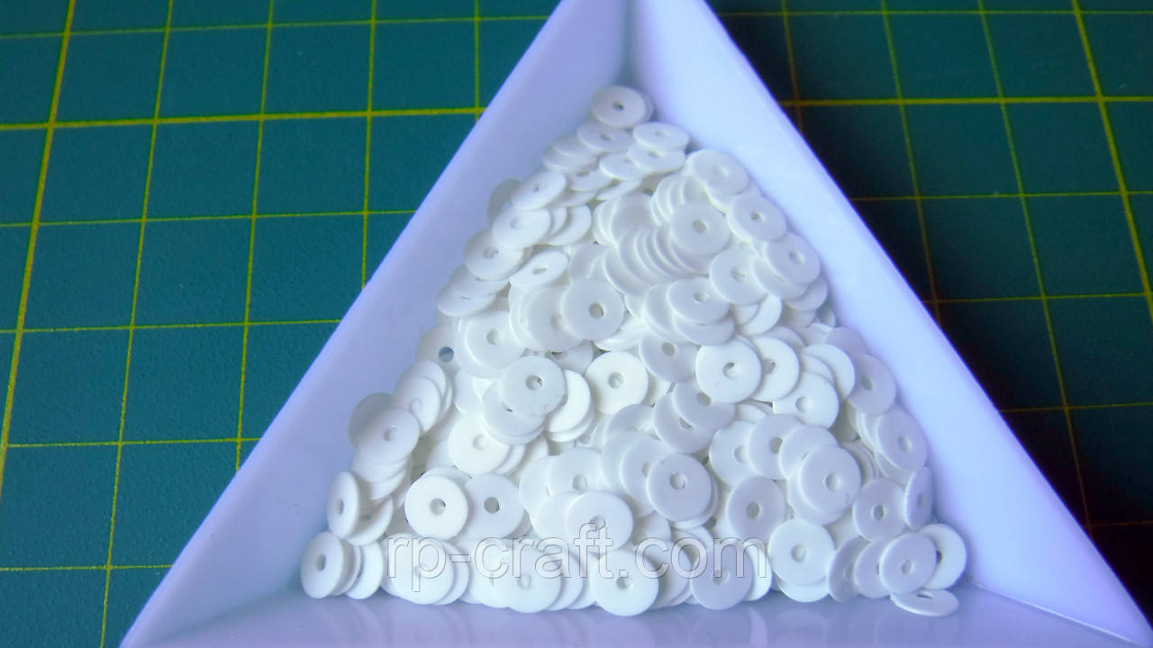 91. Упаковка паєток. Круглі, молочні, 5 мм, 5 грам, фото 1