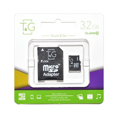 Карта пам'яті microSDHC (UHS-1) 32GB class 10 T&G (з адаптером)