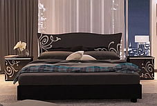 Ліжко двоспальне Феліція Нова без матраца та каркаса ДСП Чорний 1600х2000 мм (Світ Меблів TM), фото 2
