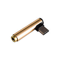 Перехідник USB-C Type C 3.5 mm Jack AUX Audio адаптер для прослуховування музики (золотистий)
