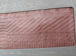 В'язаний плед 220*230 см пудра рожевий