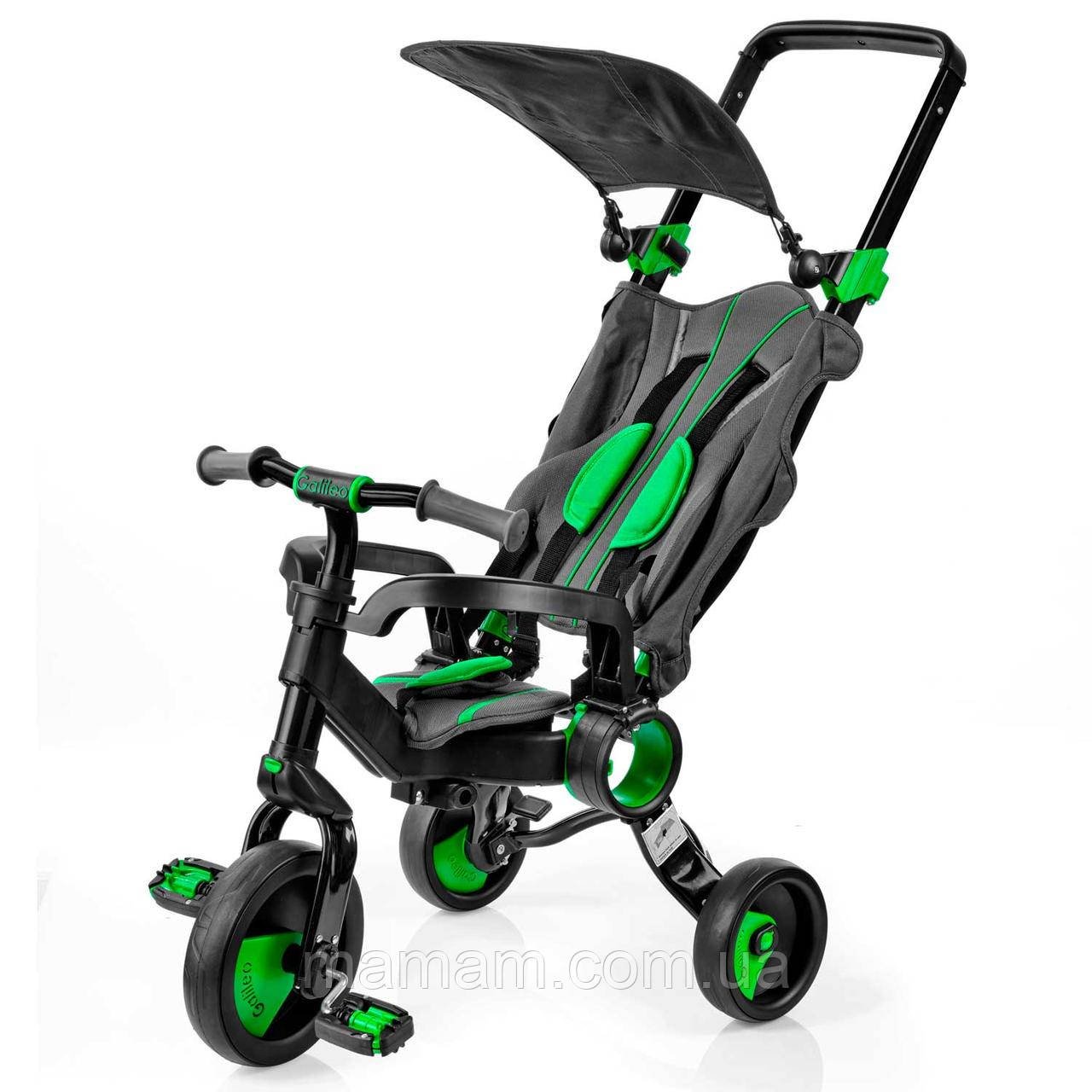 Триколісний велосипед Galileo Strollcycle Black/Green, фото 1