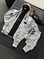 Комплект мужской Nike Спортивный костюм + Футболка + Кепка Бананка (Сумка) весенний осенний летний Найк серый