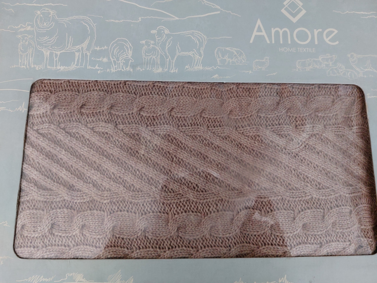 Плед в'язаний коса коричневий 220*230 см, фото 1