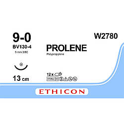 Пролен (Prolene) 9-0 колюча 4,75мм, синя 13см, 1шт.