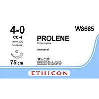 Пролен (Prolene) 4-0 колюча 2*13мм, СС, 1/2кола, блакитний 75см, 1шт.