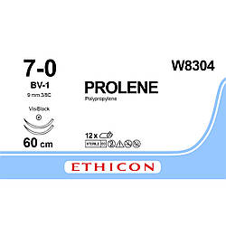 Пролен (Prolene) 7-0 колюча Тапер Поінт (Taper Point) 2*9.3мм, VB, 3/8 кола, блакитний 60см, 1шт.