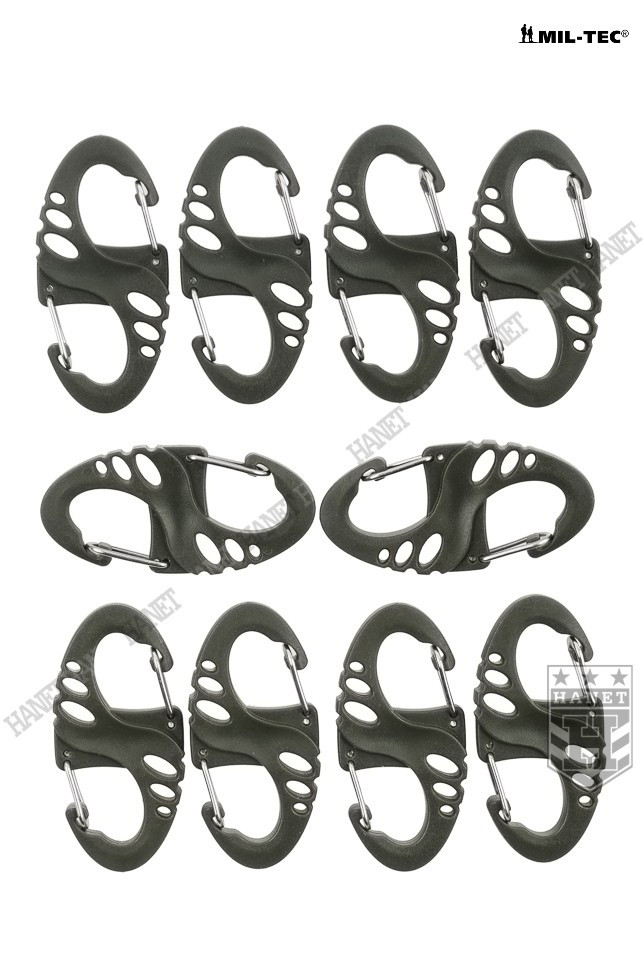 Набір карабінів Mil-Tec S-HOOK (10шт) олива