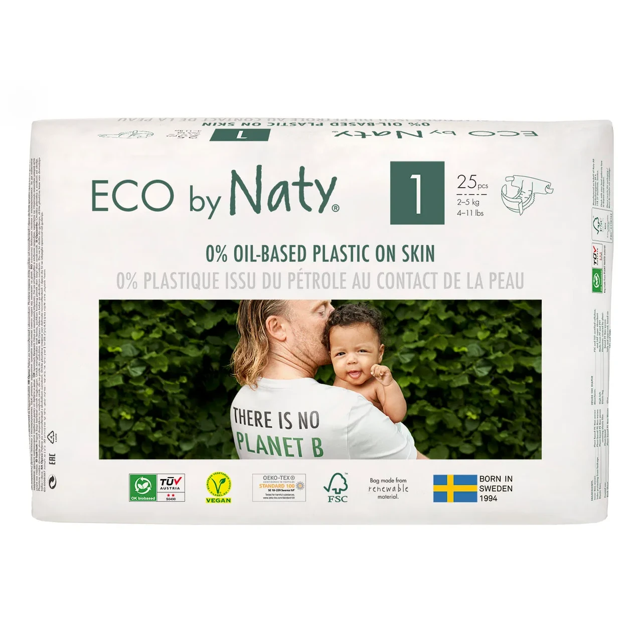 Одноразові дитячі підгузки ECO BY NATY розмір 1 (від 2 до 5 кг.)