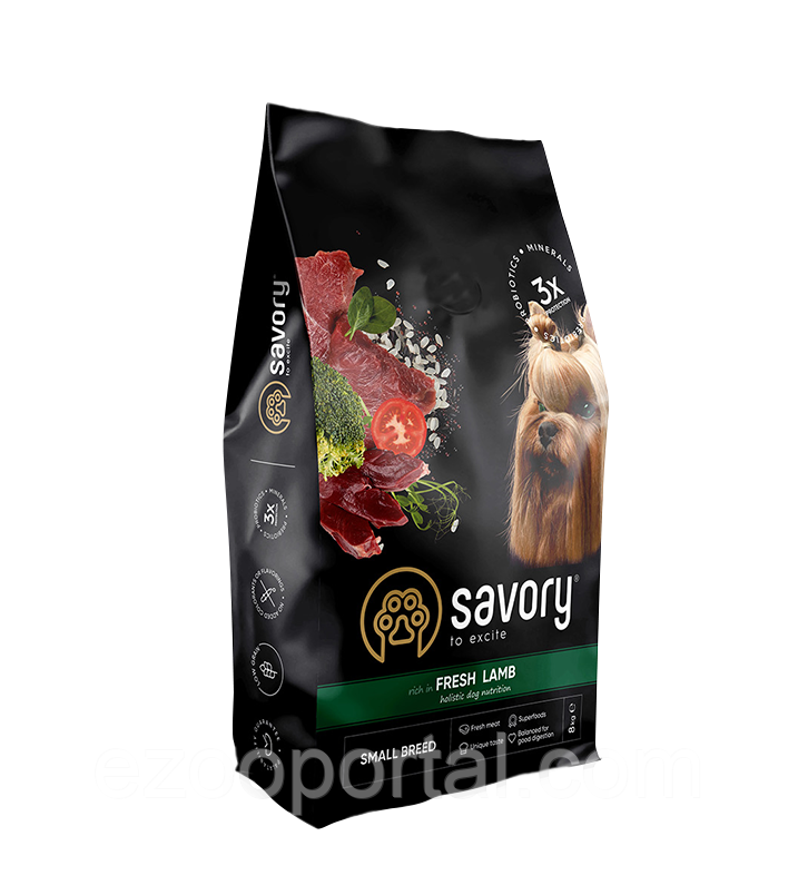 Сухий корм Savory для собак малих порід зі свіжим м’ясом ягняти 8кг