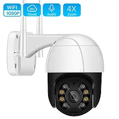 Вулична IP 360 камера відеоспостереження поворотна Wi-Fi з датчиком руху HD 2MP PTZ Jw