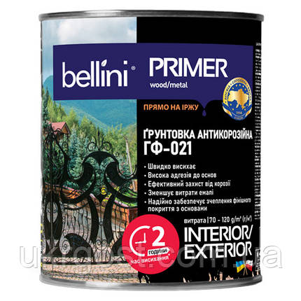 Ґрунтовка по металу ГФ-021 BELLINI Сірий 0.9 кг, фото 3