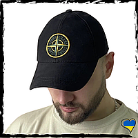 Кепка Stone Island. Кепка SI, Стон Айленд. Унисекс, черный. Шапка 57-59р